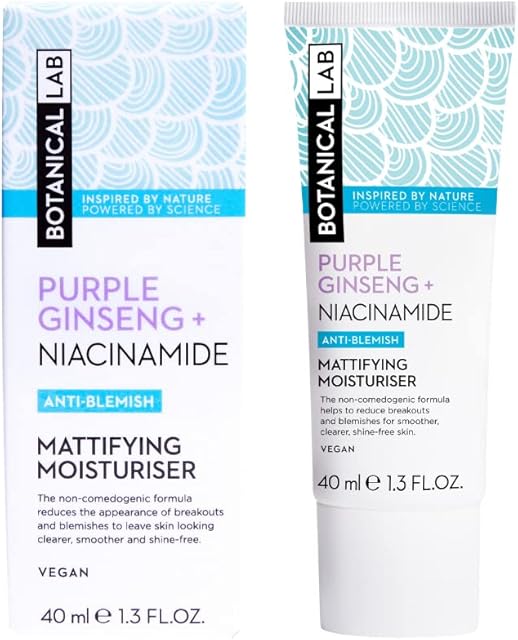 Botanical Lab Purple Ginseng + Niacinamide Anti-Blemish Mattifying Moisturiser 40ml | Minimises the appearance of pores & reduces shine to leave skin looking mattified