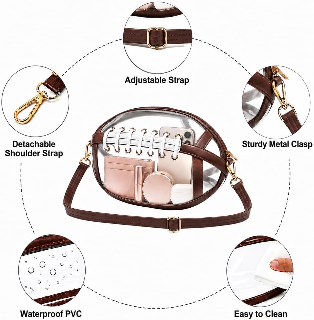 Clear Football Purse, Clear Bag for Stadium Events and Concerts