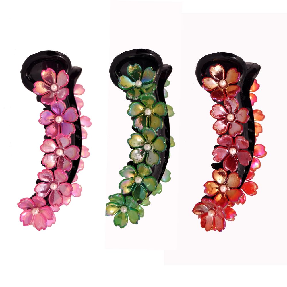 Set of 3 Flower Banana Hair Clips & Barrettes - Elegant Jaw & Claw Clips for Weddings, Parties, and Special Occasions - Hair Accessories for Girls & Women-image-22