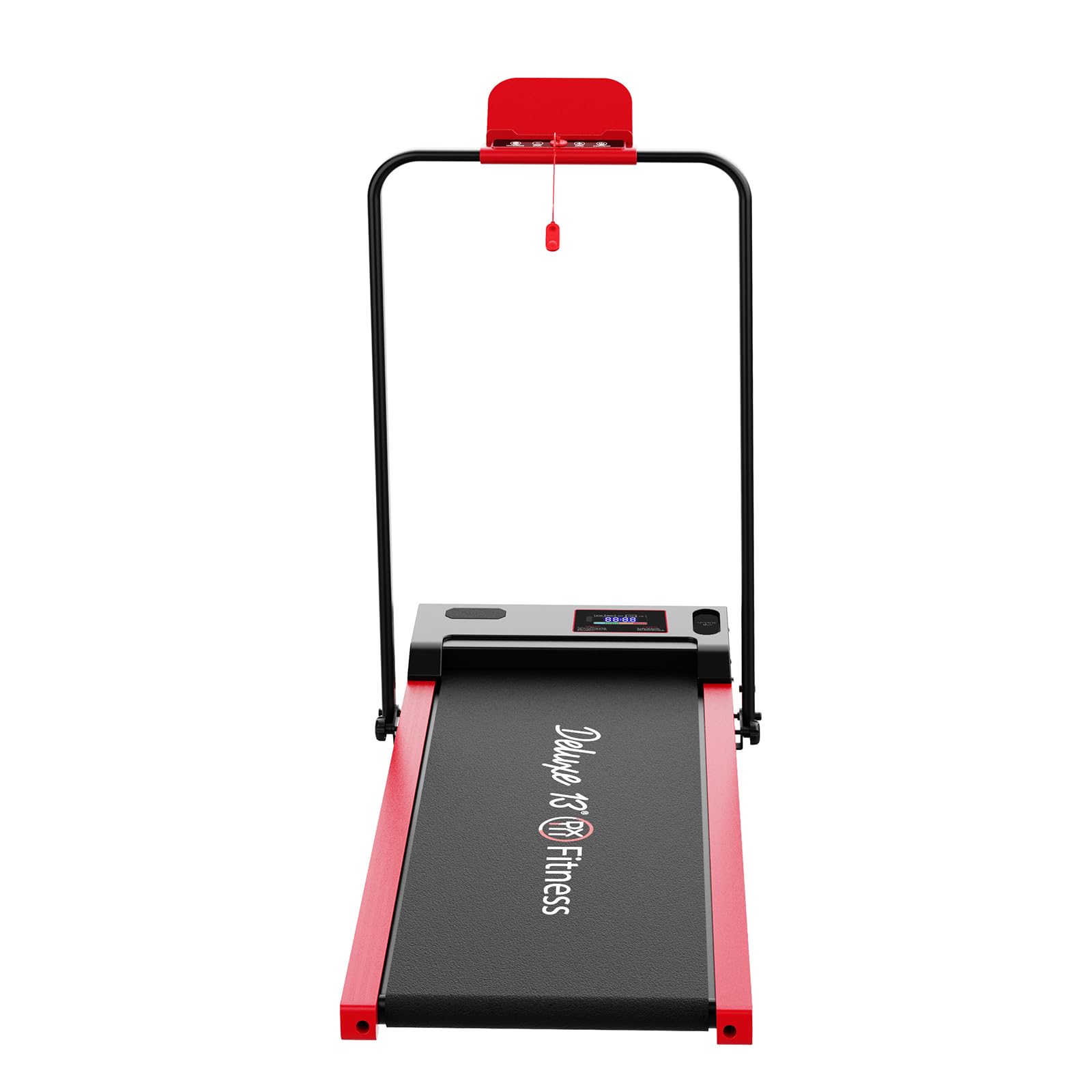 Cinta de Correr caminadora Eléctrica Plegable para Casa, Motor 1000W Silencioso, Velocidad 1-12 km/h, Pantalla LED, Rojo y Negro, con Ruedas, Soporte Tablet
