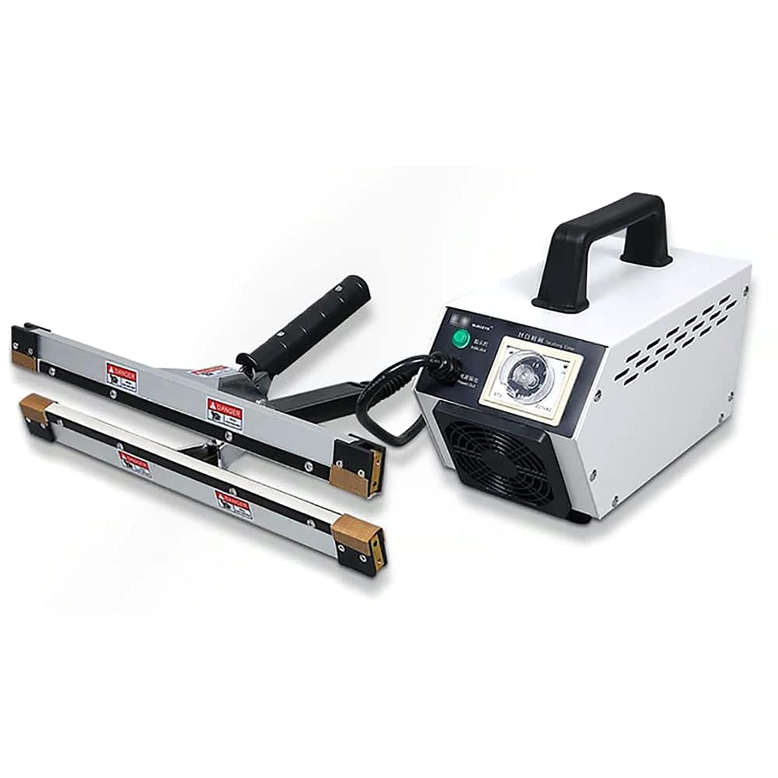 Máquina automática de sellado de abrazadera manual, sellador de plástico comercial con 6 ajustes de temperatura, longitud de sellado 605 mm, ancho 8 mm para películas de polietileno e invernadero