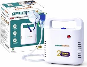 AmbiTech Portable Nebulizer Machine for Adults & Kids (2 Year Warranty, Made in India) Nebulizer (White, Gray)