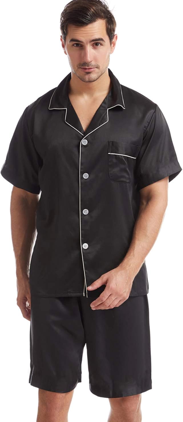Admireme Mens Satin Pajamas Set Short Pj Set Sleepwear Loungewear