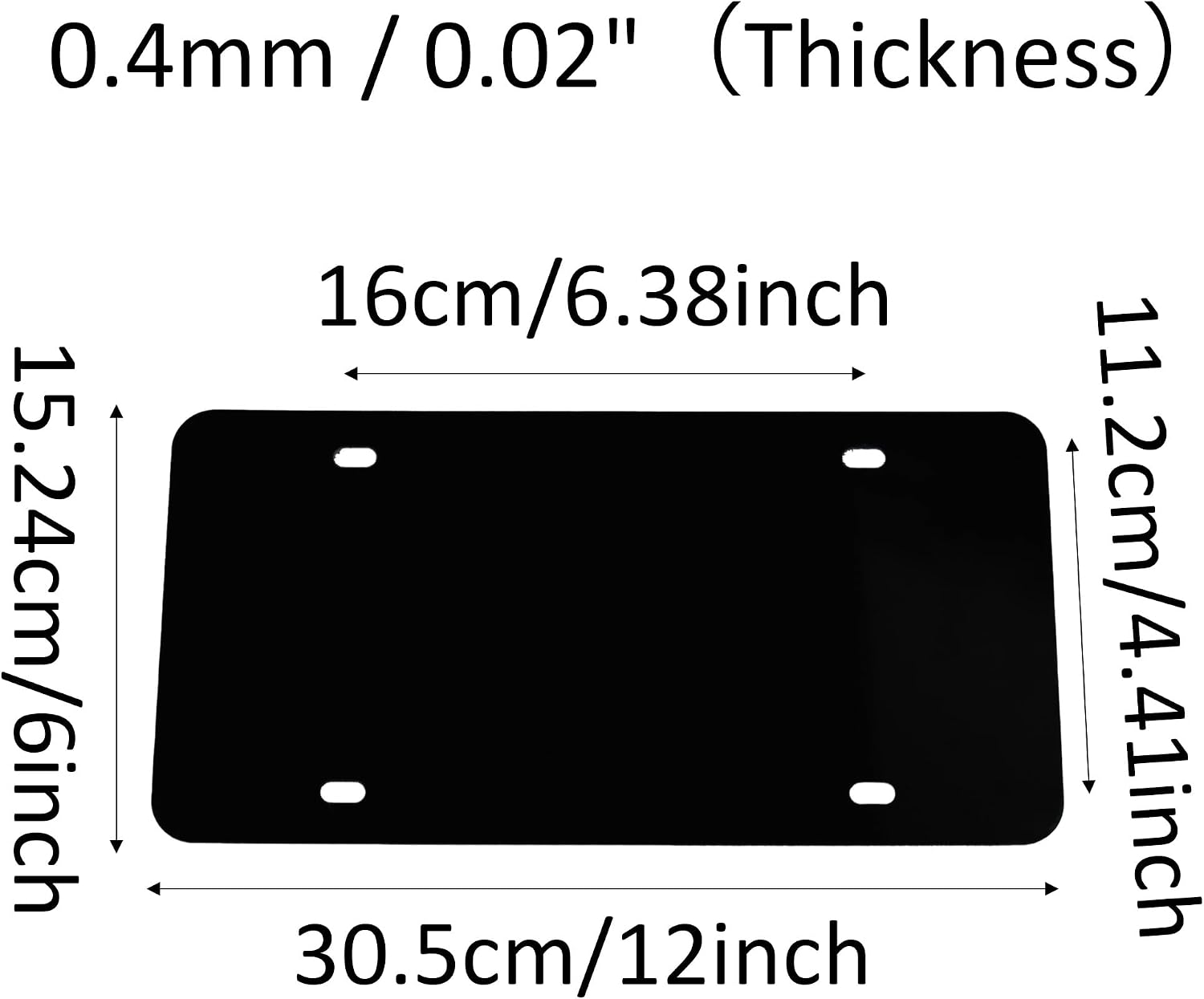 4PCS Black Blank Metal License Plate Blanks, 12”x6” Aluminum Alloy Automotive Plates, Automotive Sublimation License Plates for Custom Design Work DIY Projects