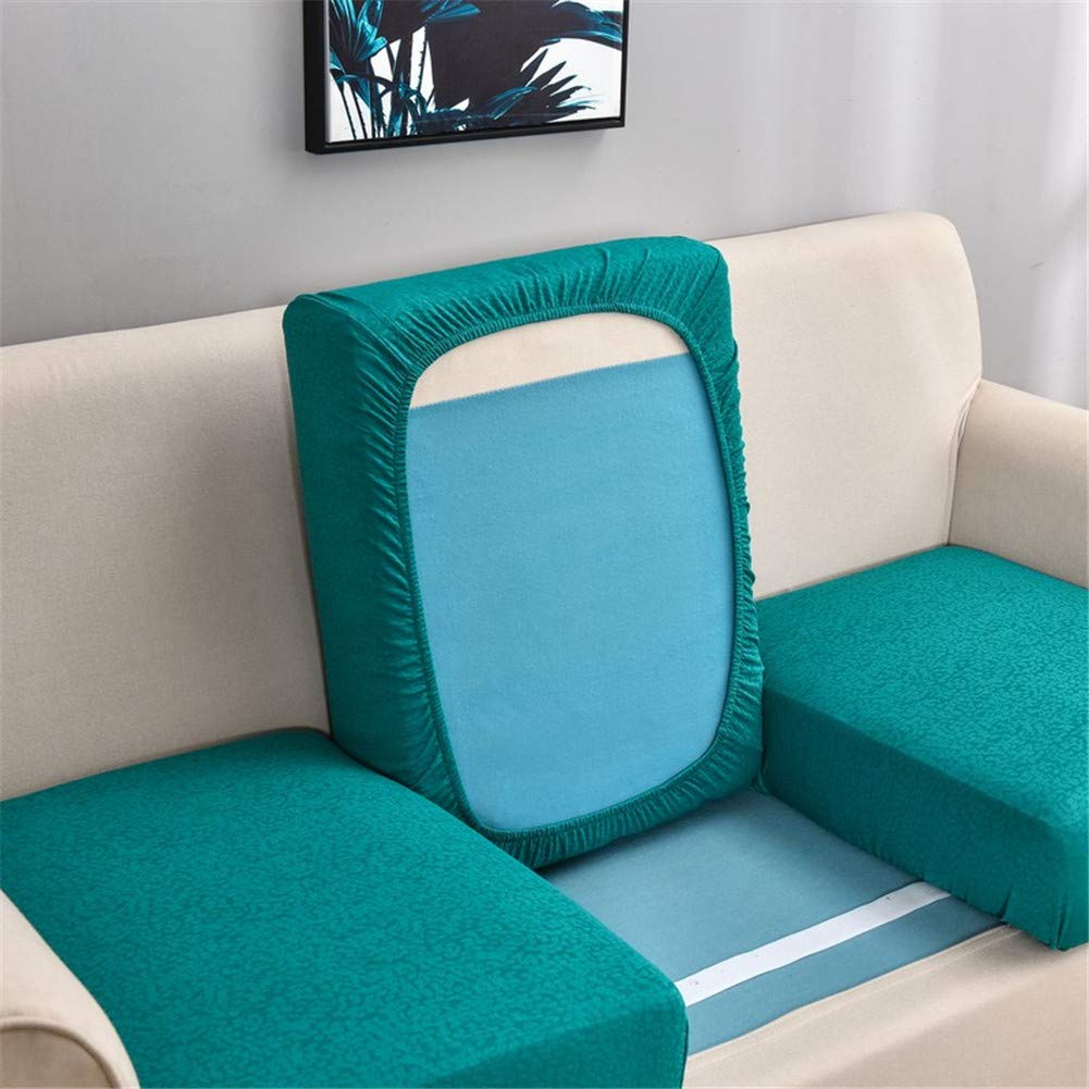 Sofa Seat Cushion Covers Waterproof, Sofa Cushion Slipcovers Replacement, Couch Cushion Covers Thick Stretch for Individual Cushions (Teal,1-Seater)