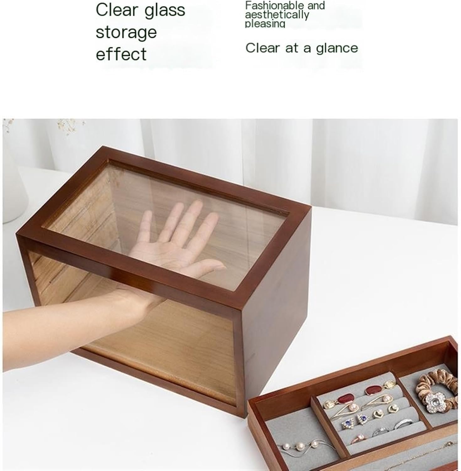 Premium Solid Wood Jewelry Box – Elegant Organizer for Rings, Earrings & Jade – Ideal Storage Solution for Jewelry Collectors & Enthusiasts image 4