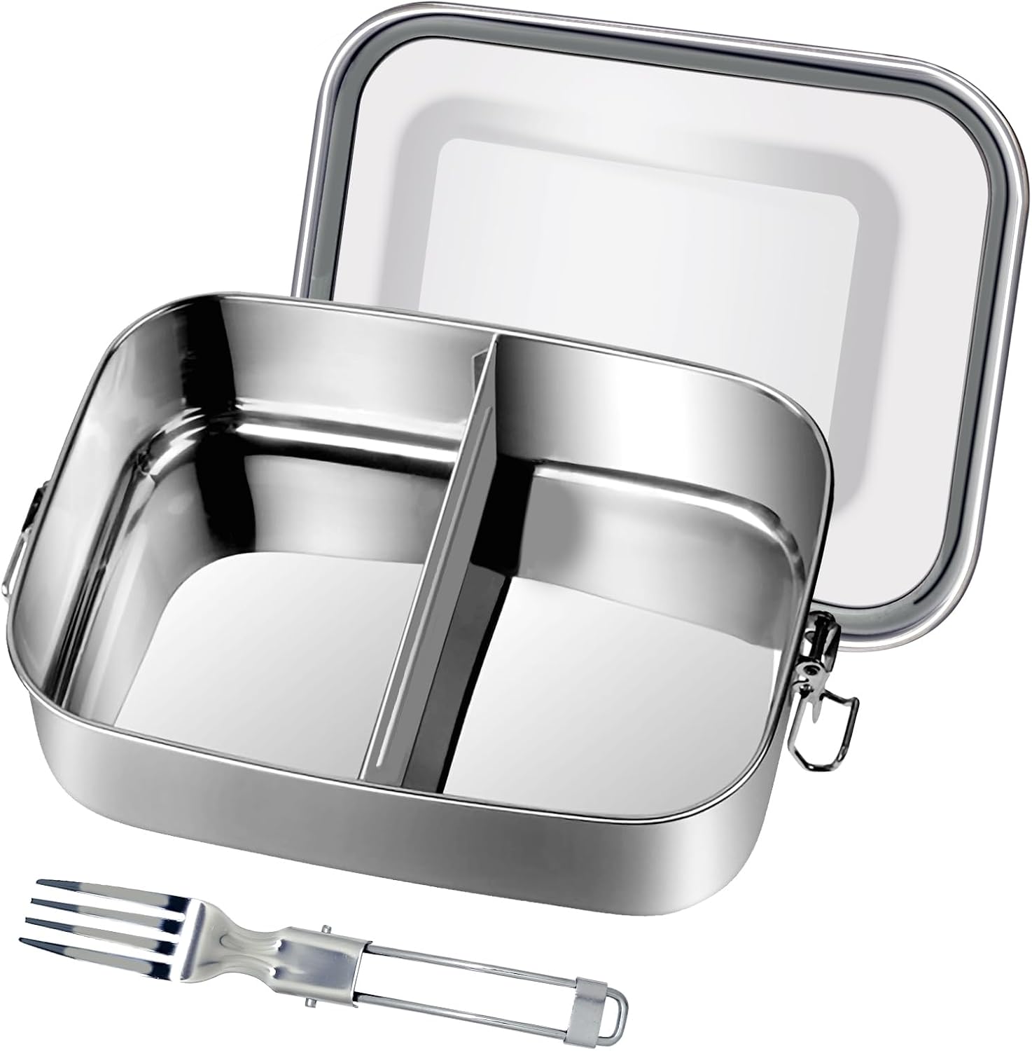 Gigmeta Stainless Steel Lunch Box 1200 ml Lunch Box Leak-Proof with Removable Divider Lunch Boxes Metal Environmentally Friendly for Adults and Children