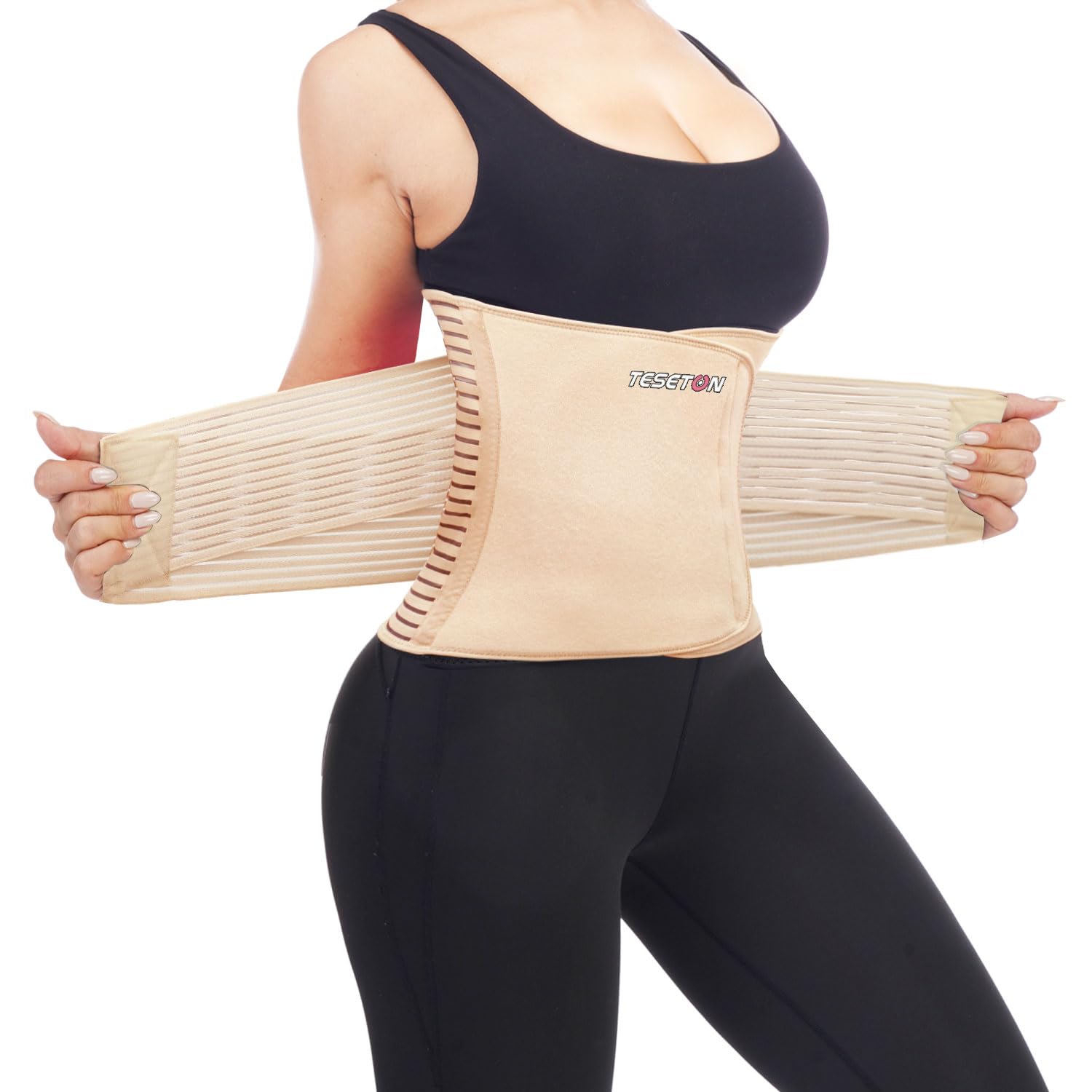 TESETON Back Brace for Men and Women, Back Support Belt Relief Lower Back Pain Herniated Disc, Sciatica, Scoliosis, Breathable Mesh, Lumbar Support Belt with 8 reinforced Bones 02 Black-M