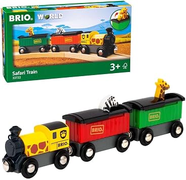 BRIO World - 33722 Safari Train - Interactive Toy Train Set for Kids Age 3 and Up - Environmentally Conscious - Engine and Animal Wagons Included