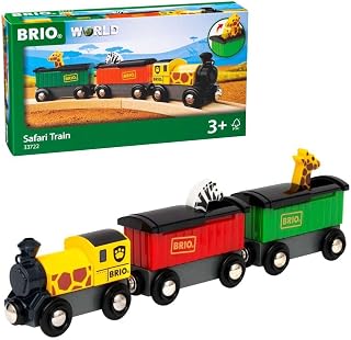 BRIO World - 33722 Safari Train - Interactive Toy Train Set for Kids Age 3 and Up - Environmentally Conscious - Engine and Animal Wagons Included