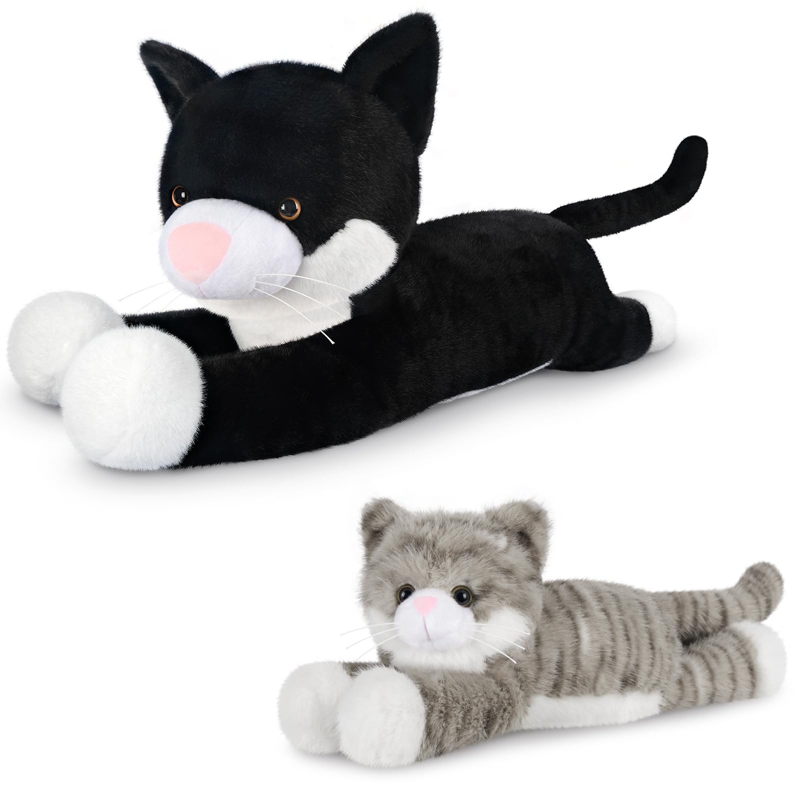 Heatable Coolable Grey Cats Stuffed Animals Microwave Heating Pad Animal for Discomfort Grey Cats Plush for Companion Cat