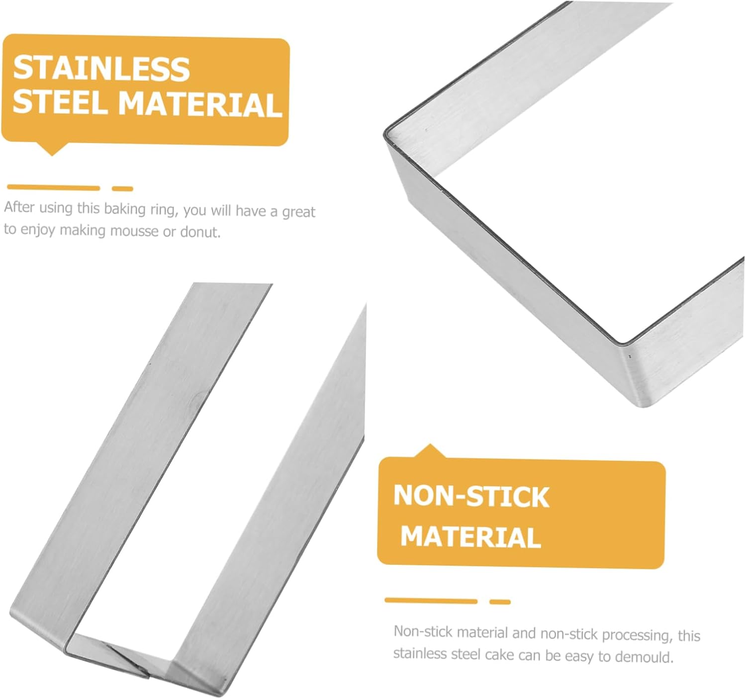 Garneck 5pcs Rectangle Stainless Steel Baking for Mousse Bread and Pancakes Reusable Tart Mold for Cooking Baking and Desserts and Maintain High