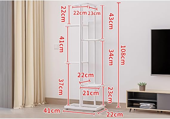 Metal Plant Stand, Indoor & Outdoor 6 Tier 7 Potted Plant Shelf, Corner Plant Stand, Tiered Plant Stands for Living Room, Office, Garden, Patio, Balcony, Dark Gray With Silver
