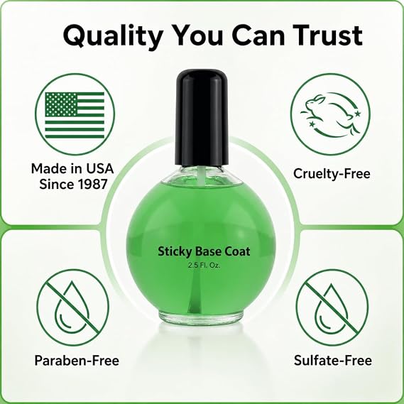 PRO NAIL Sticky Base Coat Nail Base Coat | Manicure Foundation & Durability Enhancer | Gel-Level Durability, Air-Dry Speed for 14+ Day Chip-Free Salon Results 2.5 Oz