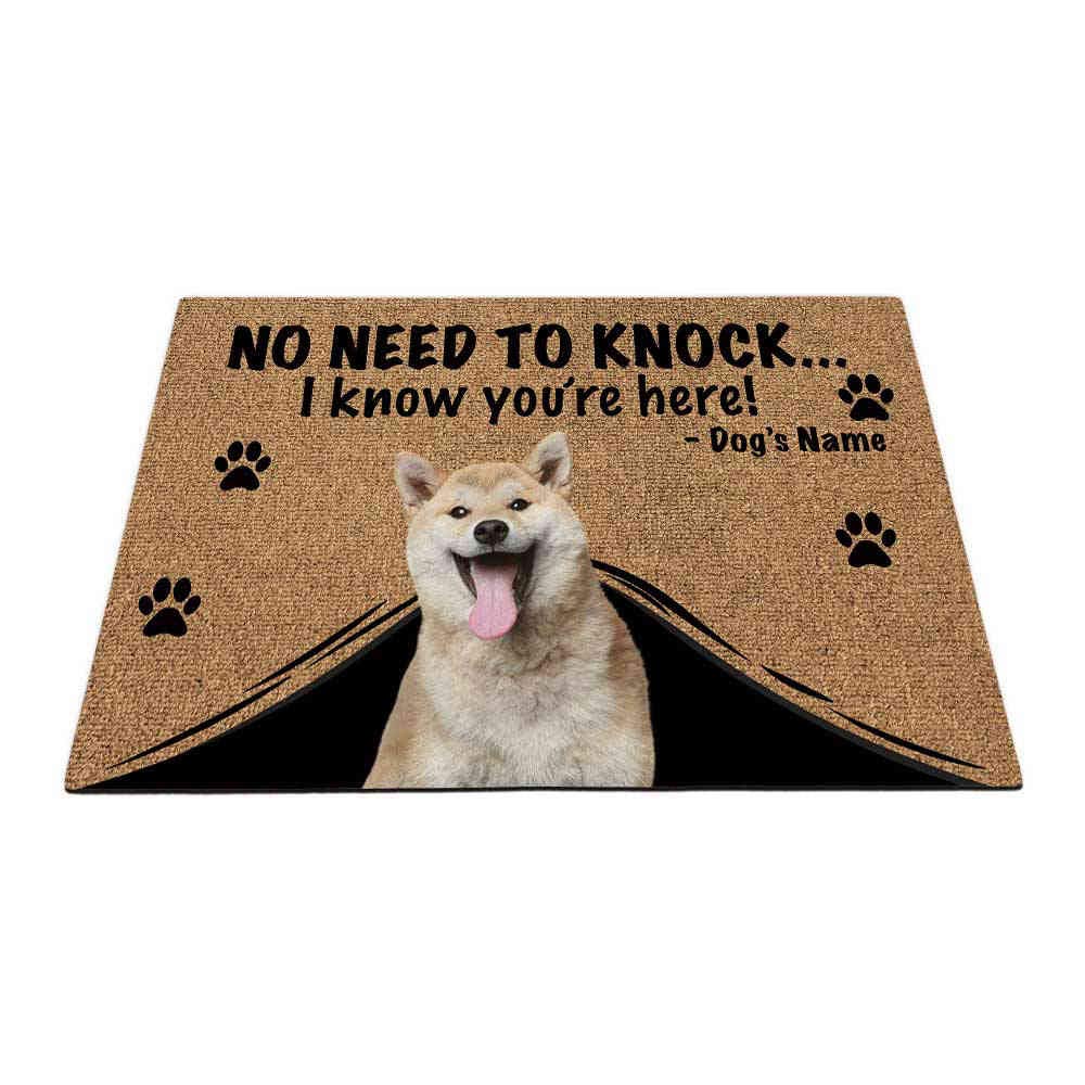 BAGEYOU Personalized Doormat with My Love Dog Shiba Inu Welcome Floor Mat Not Need to Knock I Know You're Here 23.6" X 15.7"