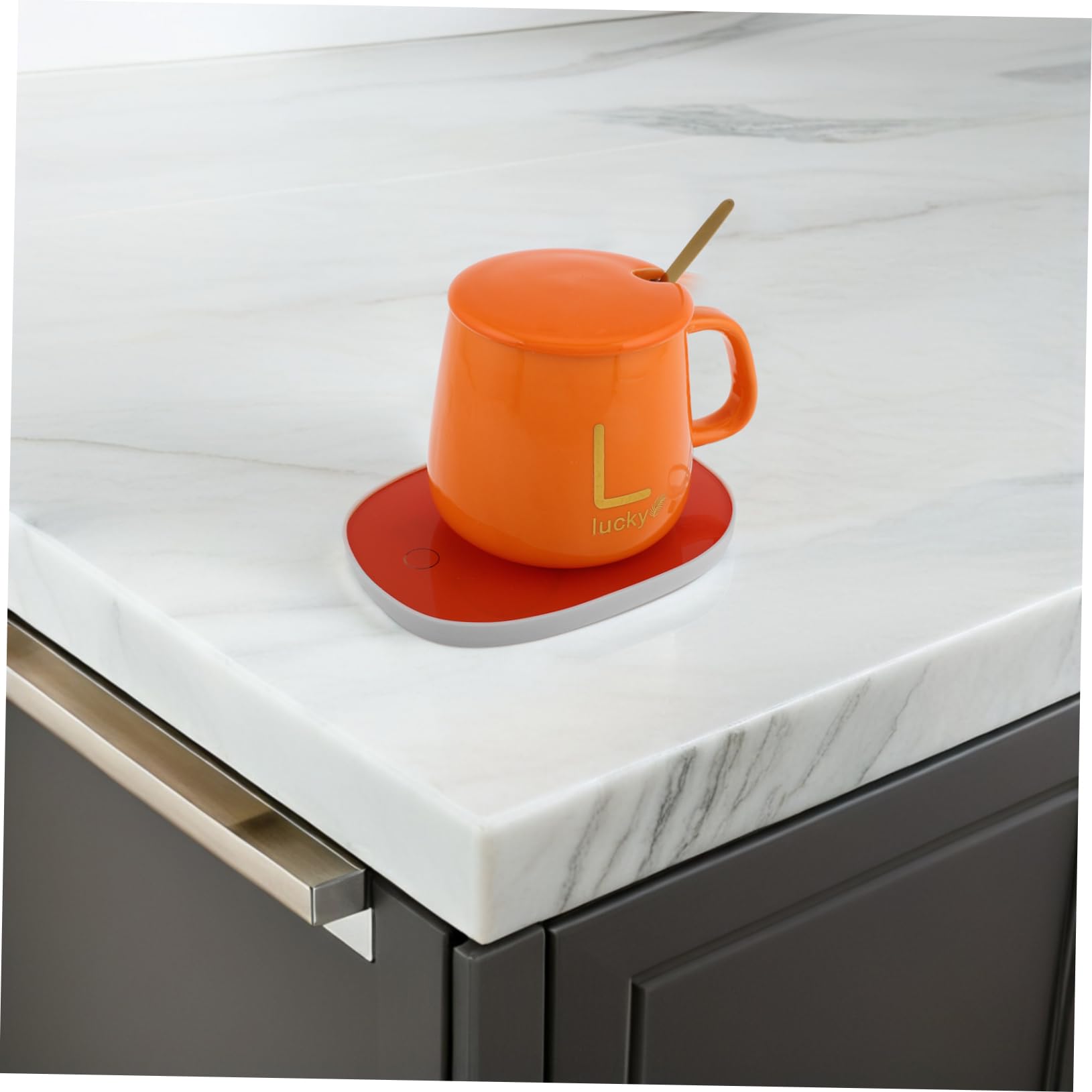 Cabilock Scaldatazze Elettrico Con Set Tazze Termiche in Ceramica, Riscaldamento Usb 5v, Antiscottatura Ergonomico, Per Ufficio, Casa e Regalo Confezione