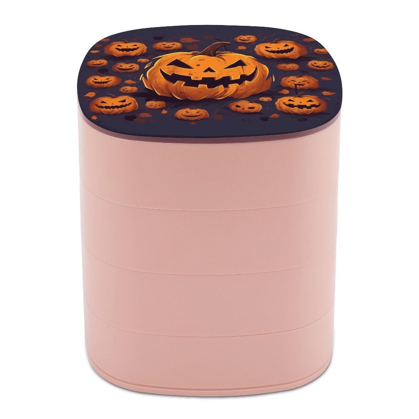 JTREHY Halloween Pumpkin Jewelry Box 4-Layer Covered Rotating Jewelry Storage Box Large Capacity Storage Boxes Portable Jewelry Case for Bracelets Earrings Necklace