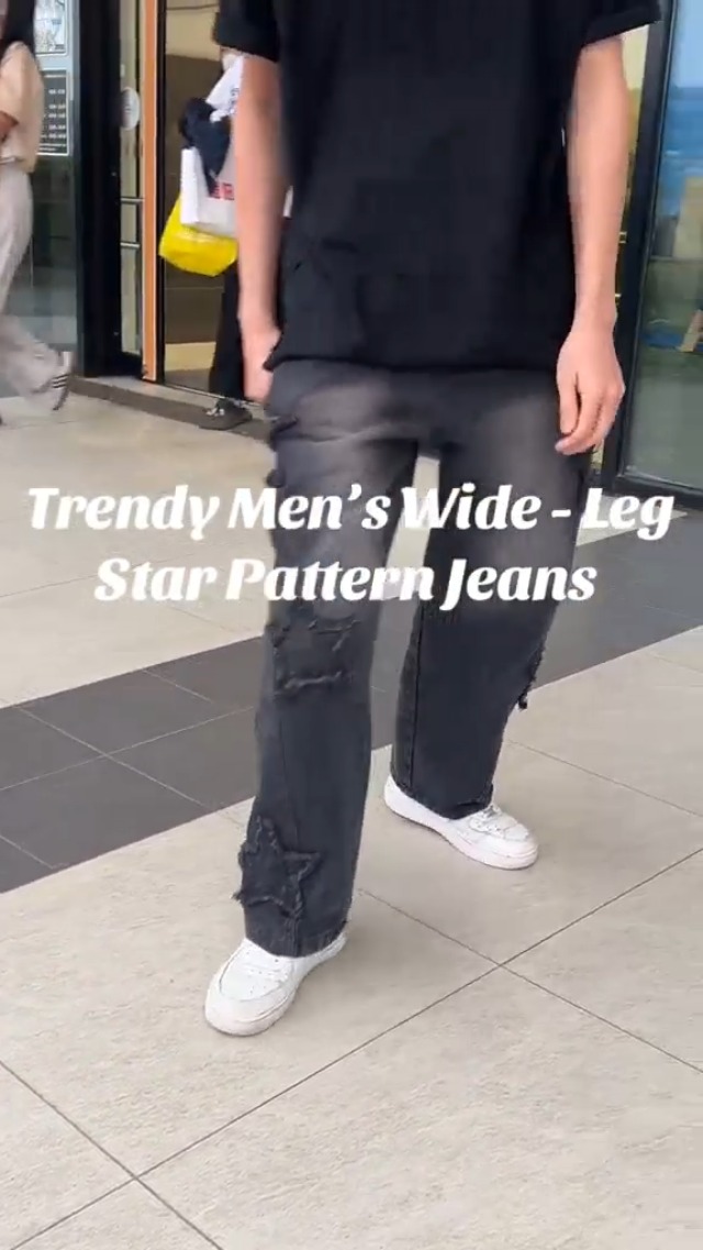 HBER Mens Y2k Star Jeans High Waisted Hip Hop Streetwear Jeans HBER Mens Y2k Star Jeans High Waisted Hip Hop Streetwear Jeans