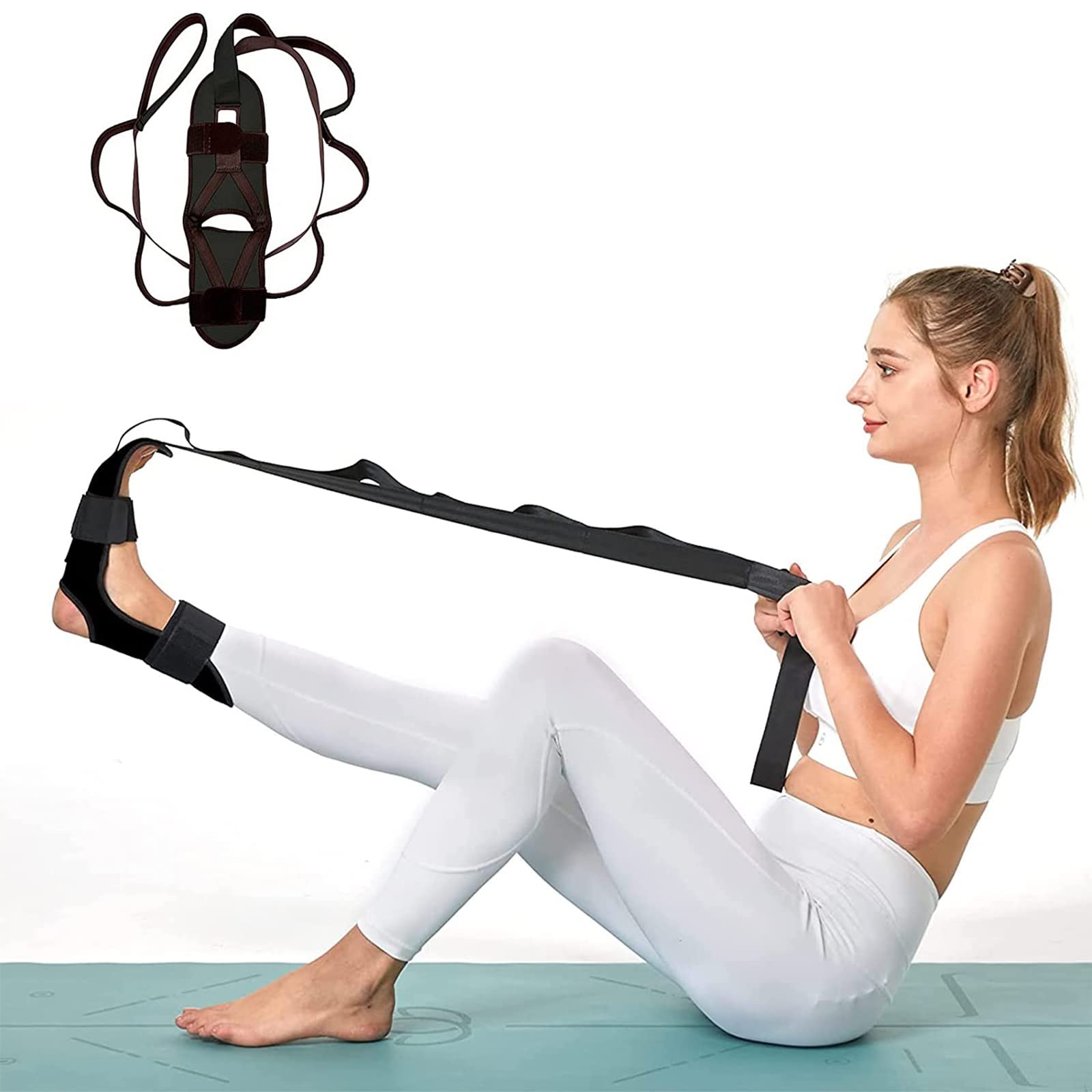 Mercase Foot and Calf Stretcher for Plantar Fasciitis, Hamstring Stretcher Stretching Strap, Heel Spurs, Foot Drop, Achilles Tendonitis & Hamstring. Yoga Stretching Strap for Stretching Working Out