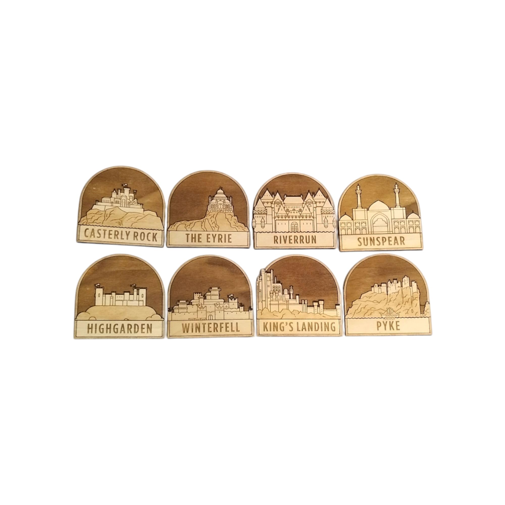 Sous-verres en bois GoT Cities idée cadeau originale pour anniversaire et crémaillère