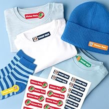 Transparent Gift Up to 96 Personalised Children's Thermo-Adhesive Labels for Clothes. Customise with Name for Boys and Girls. Custom Textile Vinyl Stickers.