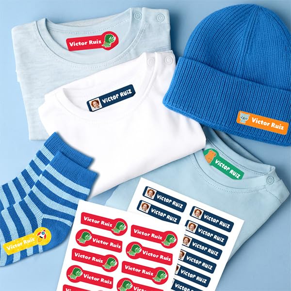 Transparent Gift Hasta 96 Etiquetas Termoadhesivas Infantiles Personalizadas para Ropa. Personalizar con Nombre la Ropa de Niños y Niñas. Pegatinas Vinilo Textiles Personalizadas.