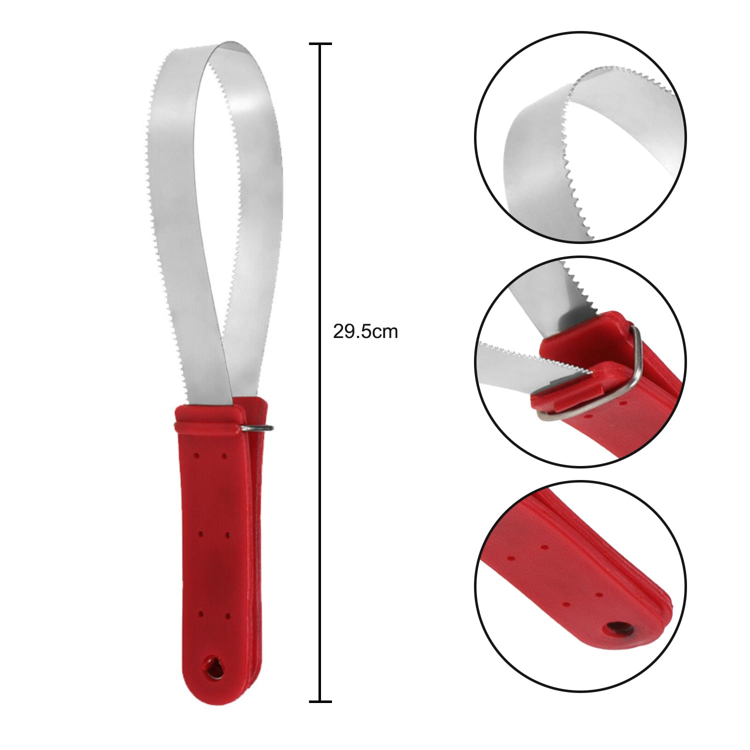 MEISH Horse Hair Brush Dual-Sided Shedding Blade Stainless Steel Shedder Scraper Horse Shedding Grooming Tool for Horse (Red) - Image 2