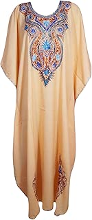 Indiatrendzs Womens Kimono Maxi Kaftan Orange Embellished Evening Party Coverup 2X