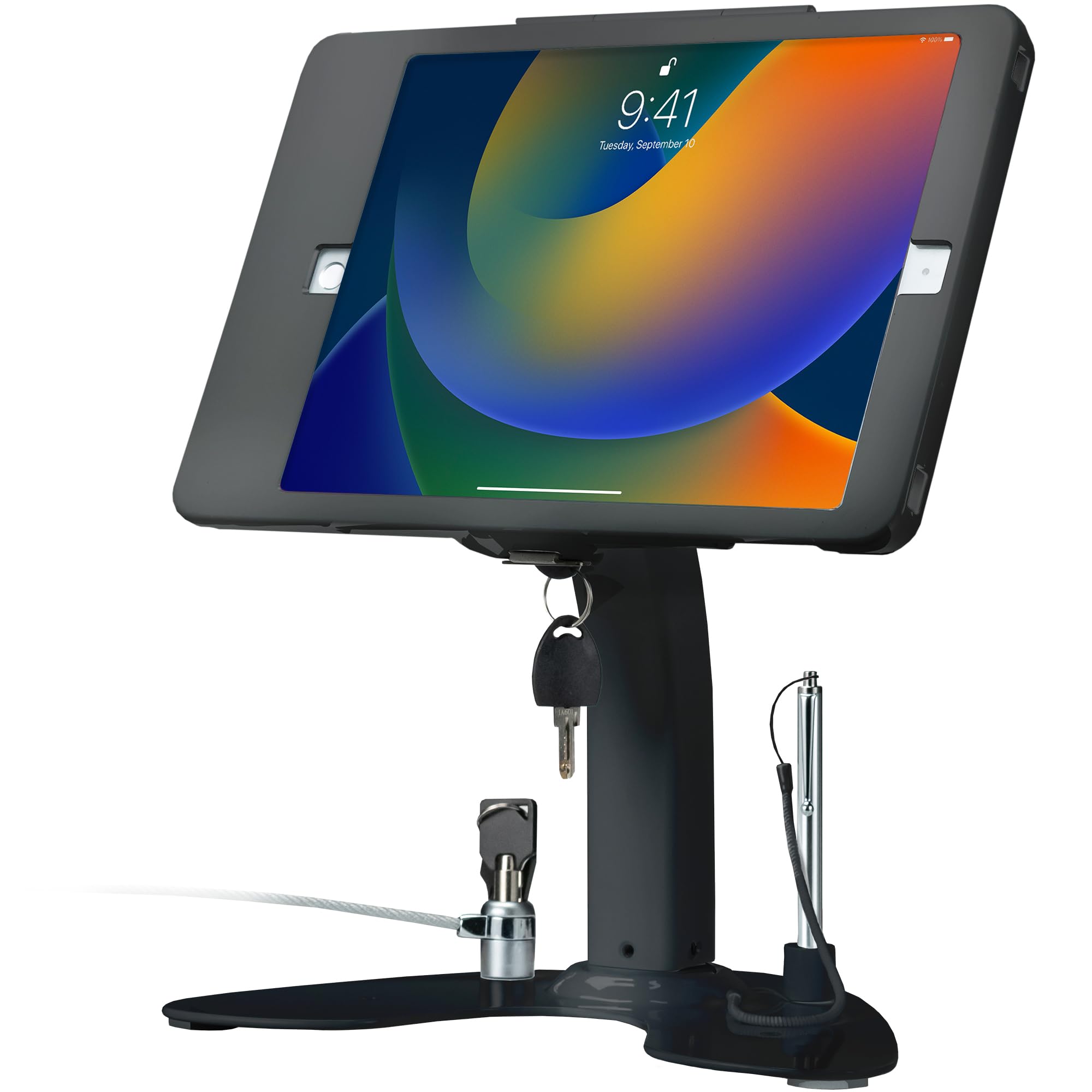 Dual Kiosk Stand – CTA Dual Security Kiosk Stand with Locking Case, Cable, and 360-Degree Rotating Base – Compatible with iPad 7th/ 8th/ 9th Gen 10.2-inch, iPad Air 4, (PAD-ASKB10) – Black