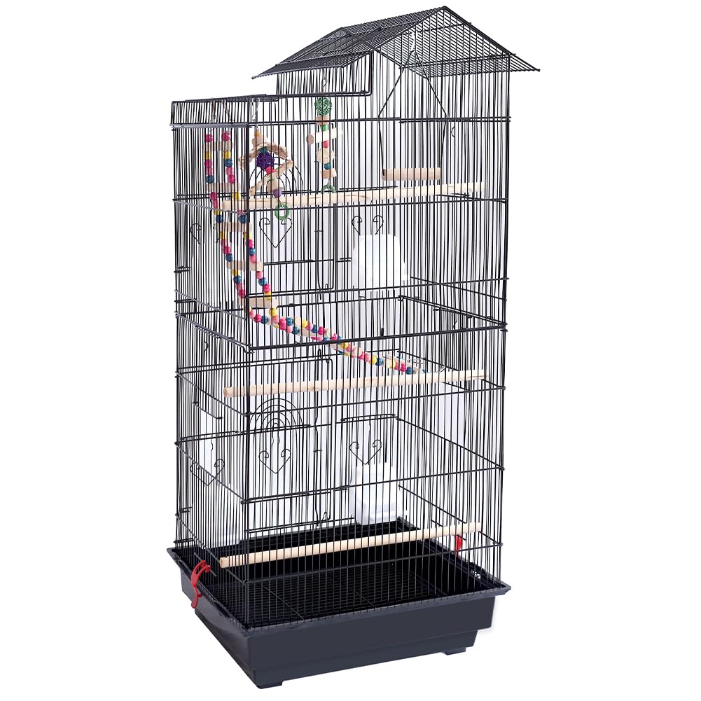 BAKAJI Vogelkooi voor vogels, papegaaien, parkieten, vogels met wagen