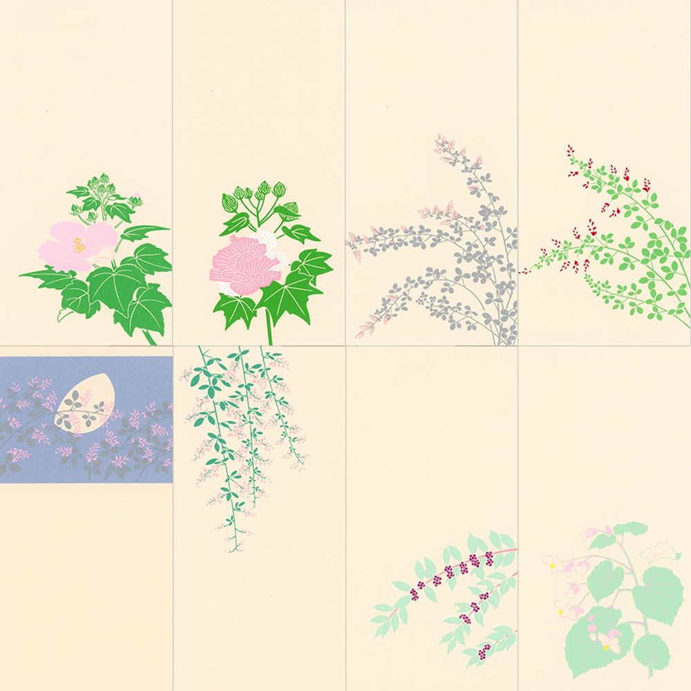 縁には萩 風情ある秋の景色と色彩！ 春嘉 完品3点セット【 共布共箱付】 Amazon | 鳩居堂 秋のはがき 8枚セット（8柄） kyu-132 芙蓉 酔