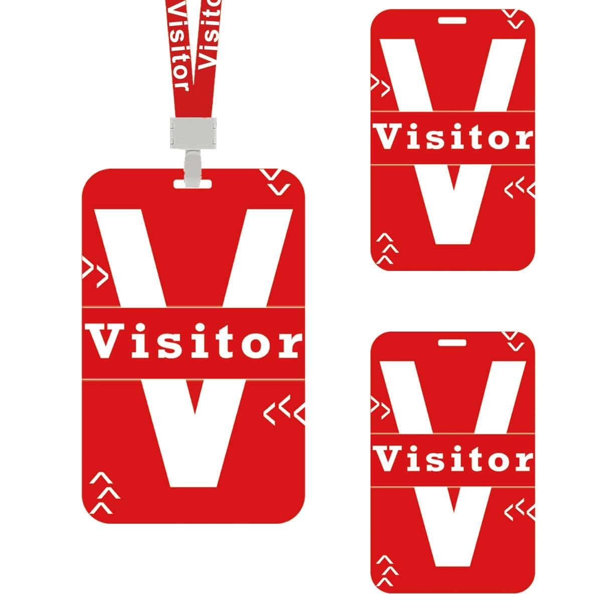 Premium 25 Visitor PVC Pass Lanyard with Badge Holders - Reusable Necklaces ID Card for Company Exhibition Guest Visitor Corporate Events, Church Guest Management & School Security Systems (red)