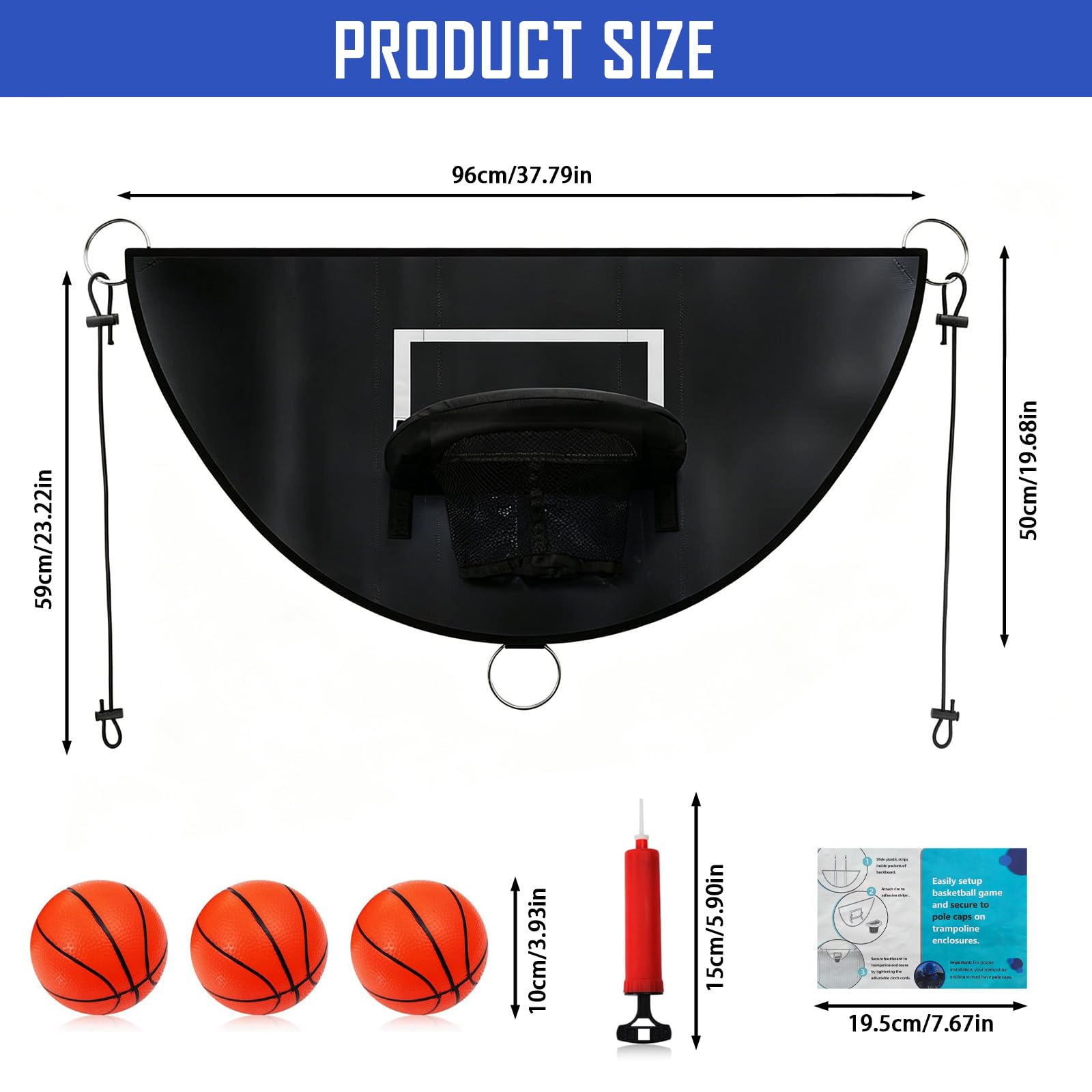 MeYuxg Trampolin Basketballkorb Set,Mini Basketballkorb Abreißrand zum Eintauchen Wasserdicht Basketballkorb Trampolin Outdoor mit 3 Mini Basketbällen,Trampolin Zubehör für Kinder Erwachsene