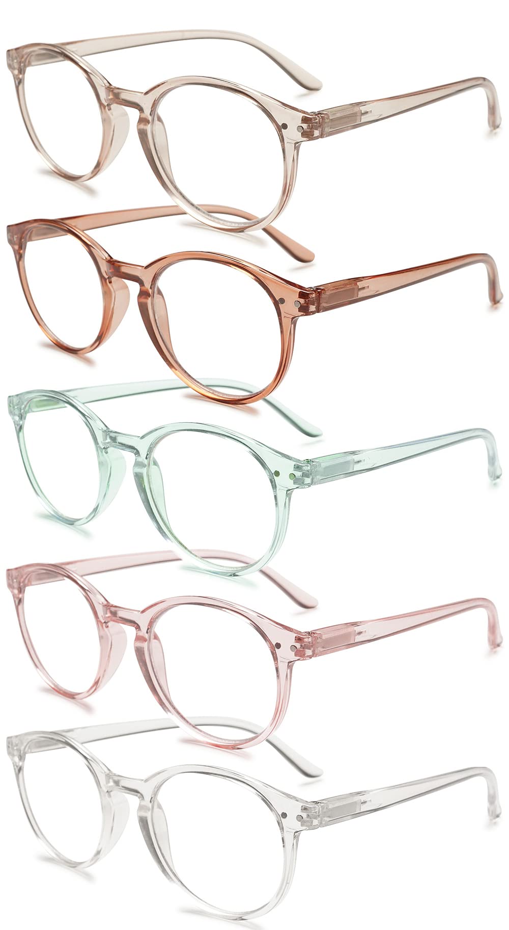 KOOSUFA Mode Anti Blaulicht Lesebrille Runde Federscharnier Damen Herren | Blaulichtschutz, Komfort, Modern Retro-Optik, Vollrand, PC-Rahmen, Harzlinsen, Mehrere Farboptionen, 0.0 bis 4.0x