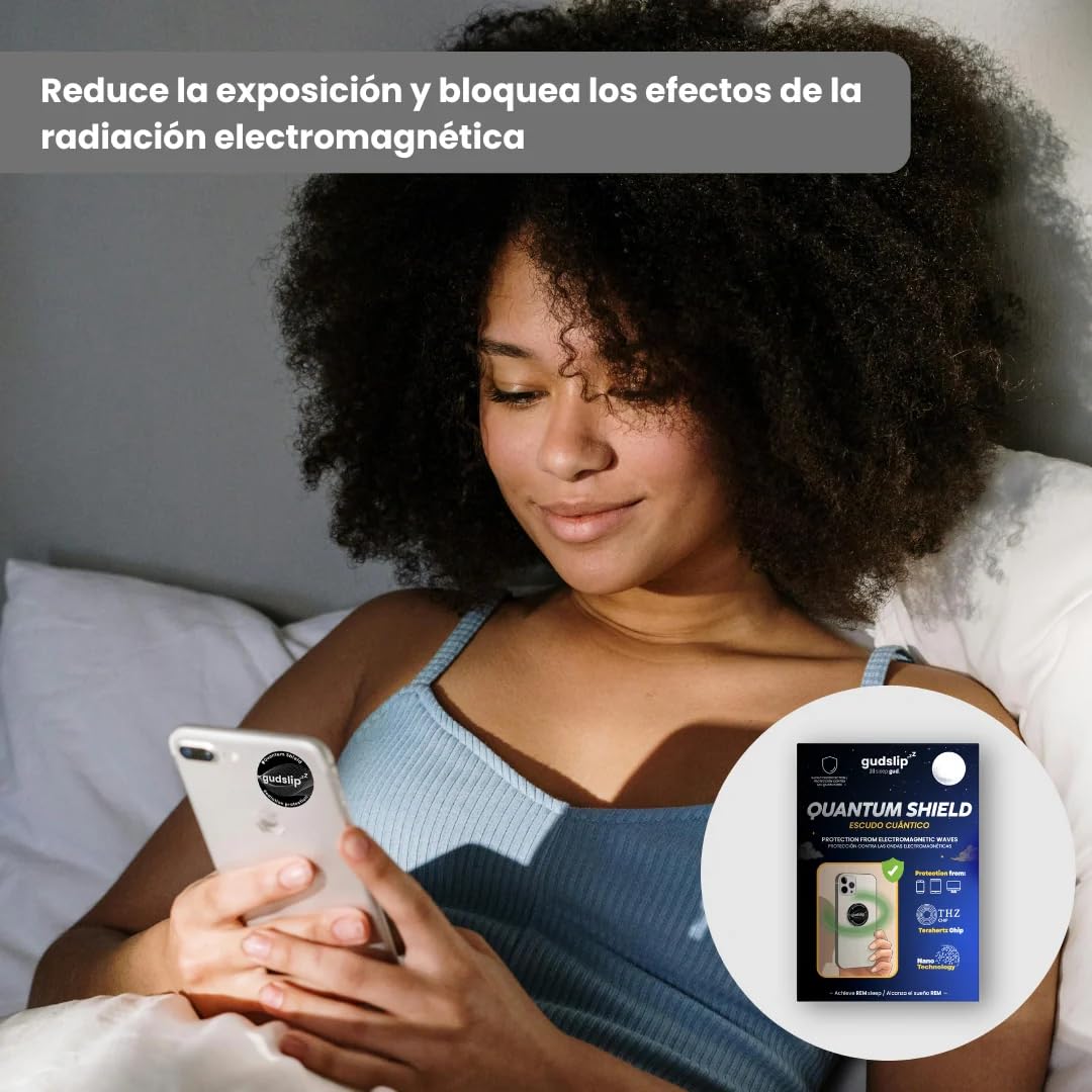 Quantum Shield – Gudslip - Protector Antirradiación EMF para Móvil, WiFi y Dispositivos Electrónicos – Bloquea Ondas Electromagnéticas y 5G – Escudo de Protección Energética para el Cuerpo