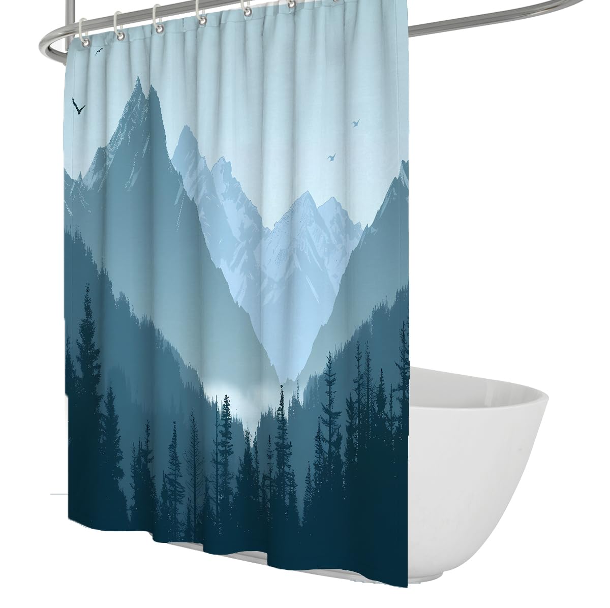 Rideau de Douche forêt brumeuse pour Salle de Bain 180 x 180 cm
