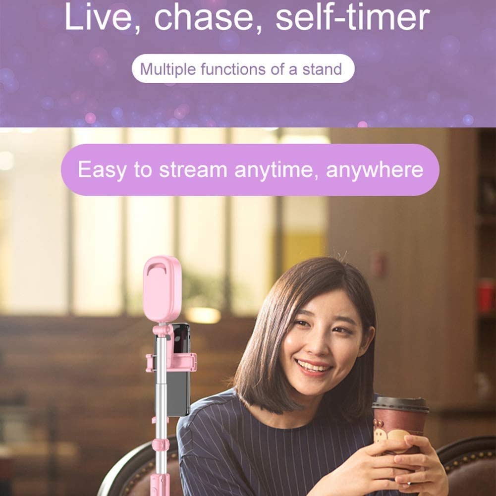 Selfie Stick Treppiede con Luce,Estensibile Phone Skid Phone Treppiede Supporto con Telecomando Bluetooth Wireless