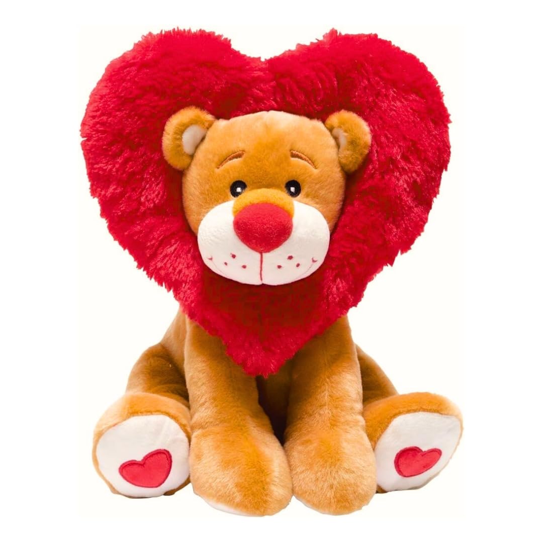 Valentines Toy Lion - Lionheart | Animated Plush Dances to Song Come and Get Your Love | Heart-Shaped Mane Lights Up | Romantic Funny Cute Valentine Stuffed Animal | Gift for Kids Adults - 12 Inches