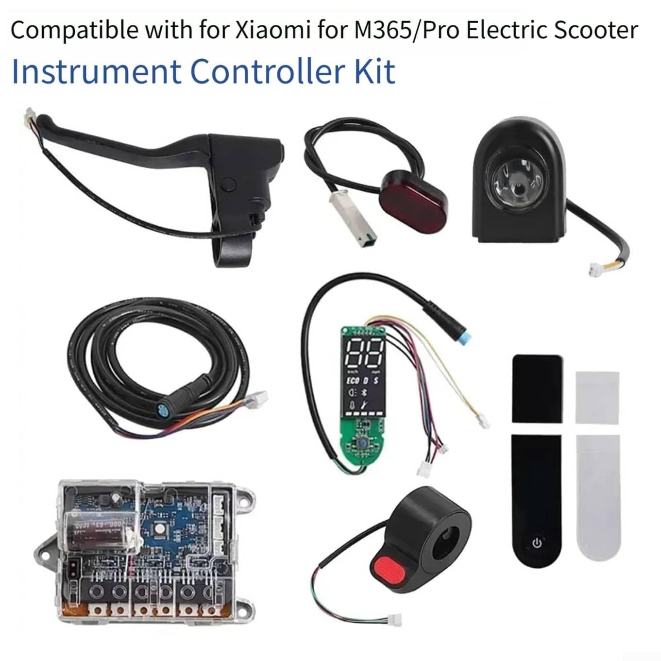 Kit de controlador XIAOMI para M365 Pro, acelerador del acelerador del tablero con conectores de luz LED, reemplazo de scooter eléctrico ABS negro (kit M 365 Pro)