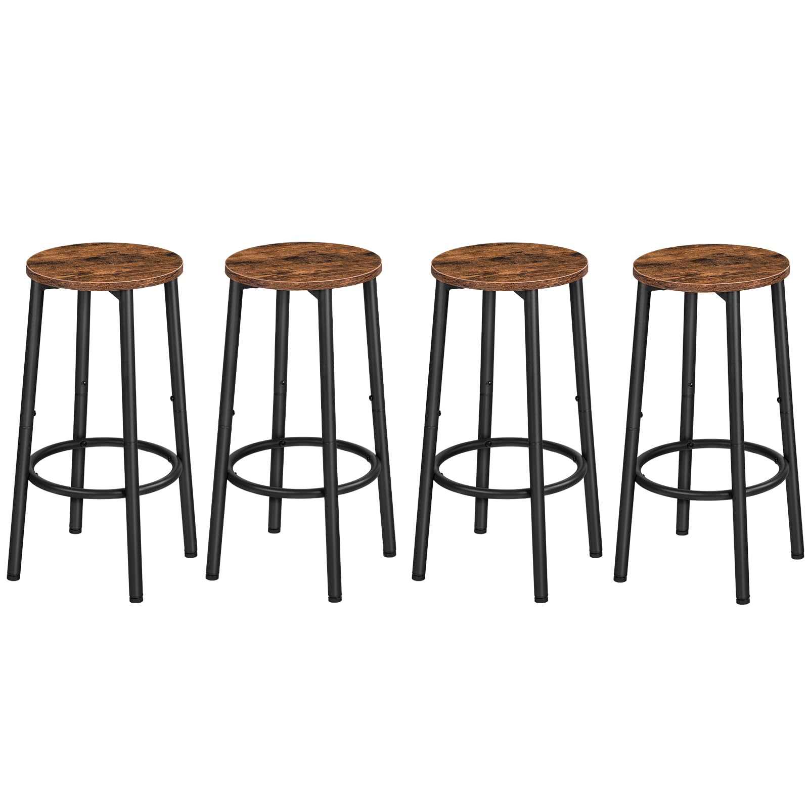 HOOBRO Tabourets de Bar, Lot de 4, Tabourets Hauts pour comptoir, Chaises de Cuisine avec Cadre métallique, pour Cuisine, Bar, café, Salle à Manger, Marron Rustique et Noir EBF03BYP401