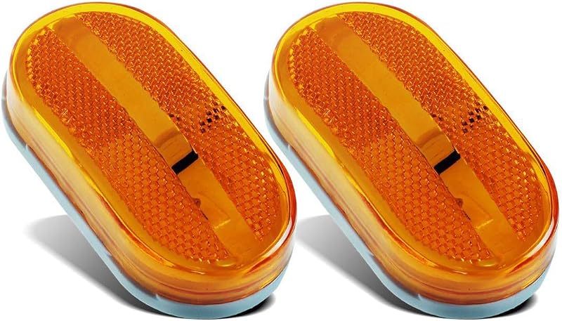 Partsam 2 piezas [certificado DOT] Remolque LED ámbar de 4 pulgadas para autocaravana Marcador lateral Luces de despeje Lámparas de 6 diodos con lente reflectante Montaje en superficie Reflectante 2x4 Rectángulo Marcador de camión Luces delanteras traseras