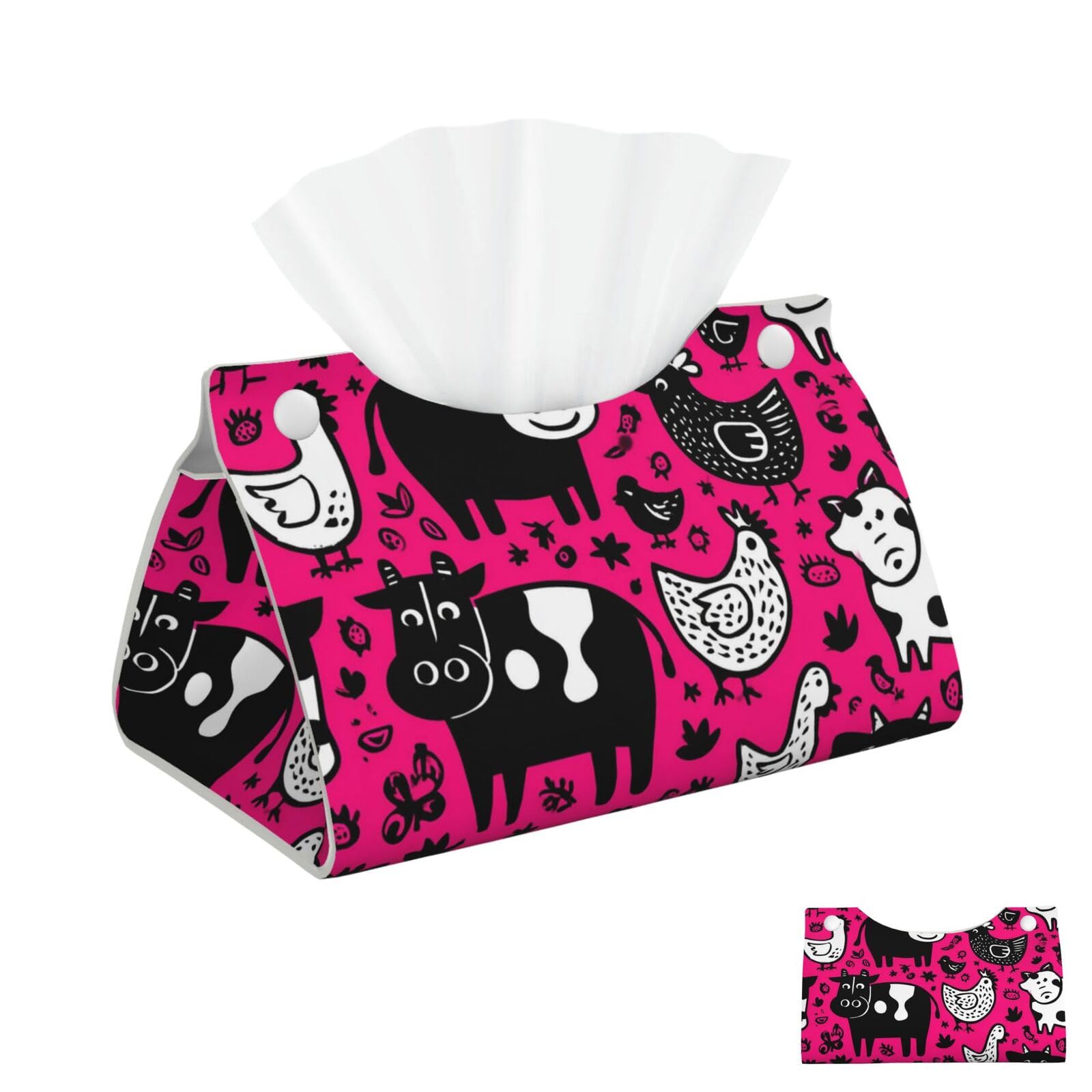 Cow Chicken and Pig Pattern Tissue Box Cover Square Cube Boxes