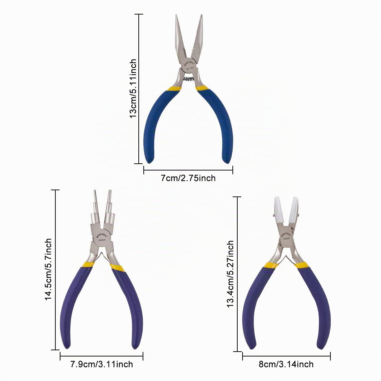 BENECREAT 3 Piezas Alicates para Joyería, 6 en 1 Alicate para Hacer Bucles, Alicates Dobles para Joyería de Nailon y Alicate con Punta de Cadena para Fabricación de Bisutería