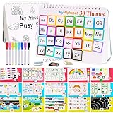 HAN-MM Busy Book for Kids, Montessori Preschool Learning Activities, 30 Themes with 8 Marker, Workbook Activity Binder for Toddlers 1-3, Autism Learning Materials and Tracing Coloring Book, BusyTots