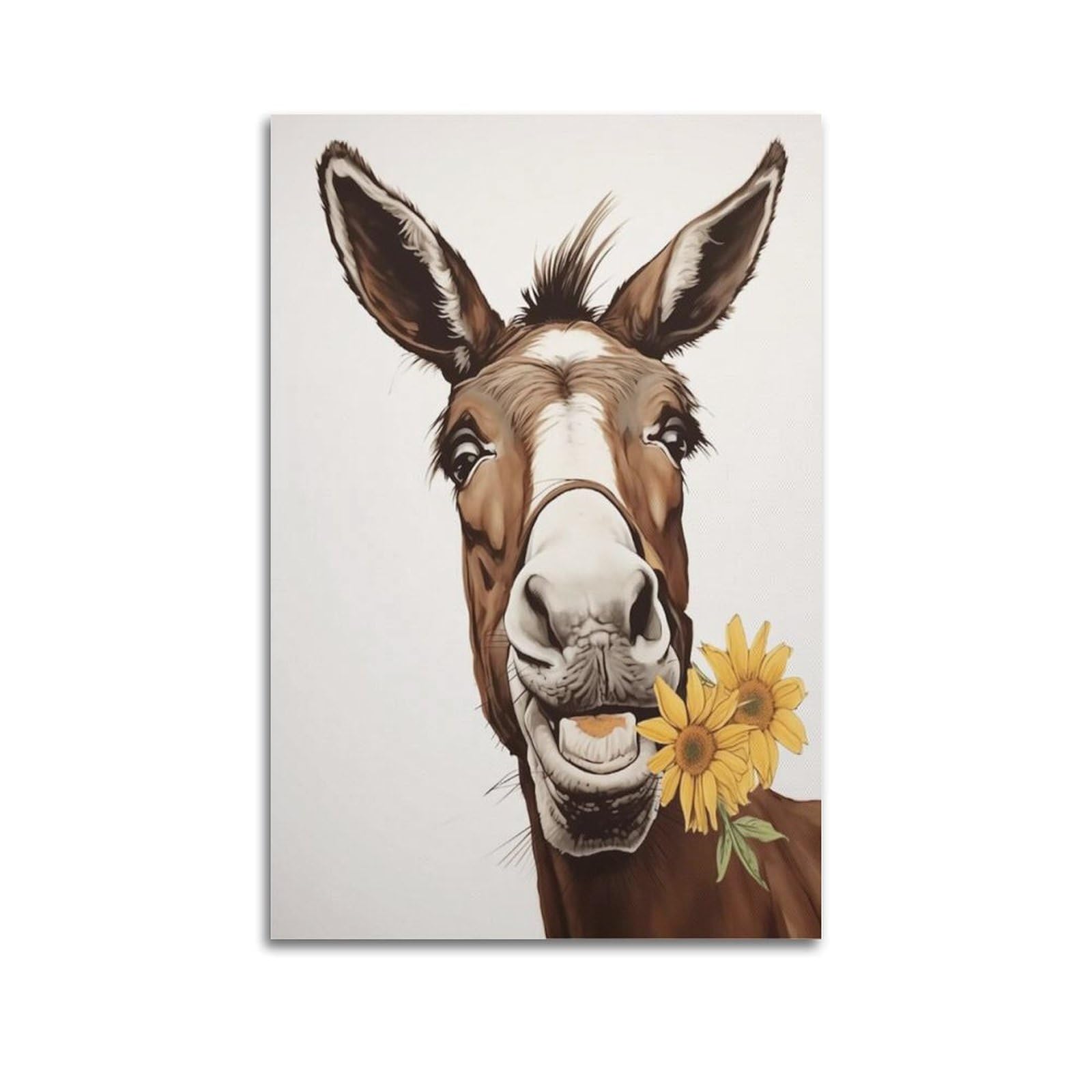 Lvalogy Animal Donkey With Sunflower Art Poster