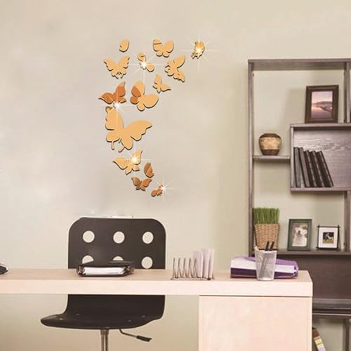 Miniatura 3 de Set calcomanía de Pared, 14pcs bricolaje mariposa pegatina de espejo, hermoso mariposa en 3d espejo & murales bricolaje la decoración del hogar