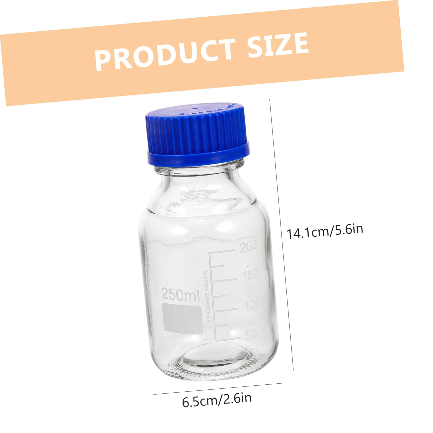 Mikikit 4 Pezzi Bottiglie in Vetro da 250ml con Tappo a Vite Blu, Bottiglia di Reagente Graduata Multiuso per Laboratorio e Industria Chimica