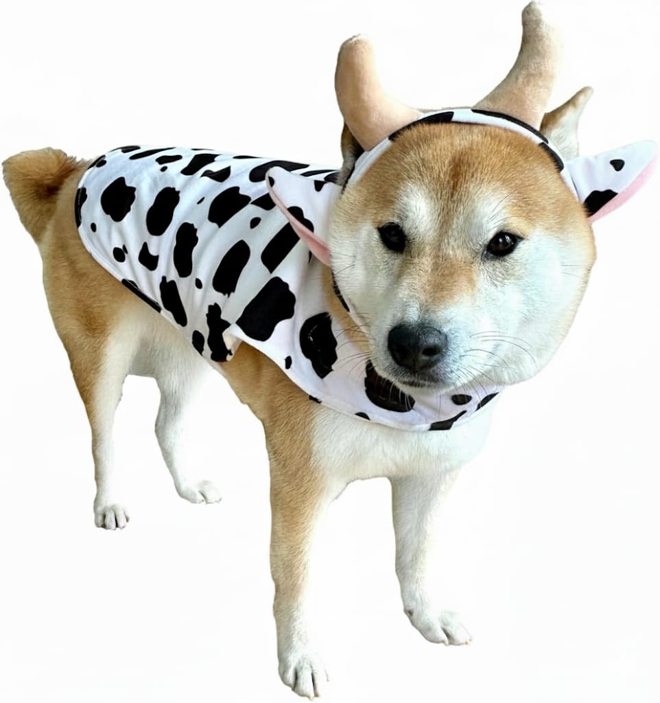 ComfyCamper Cow Print Costume for Dogs - XXL Large Highland Animal Cosplay Halloween Costumes Christmas, XL, White