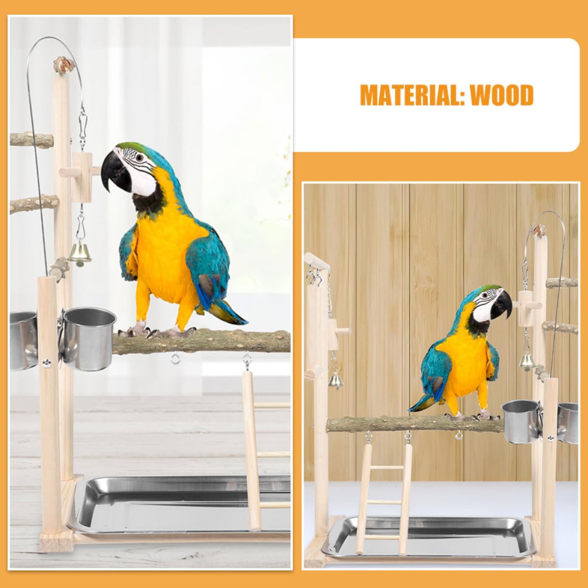 Supporto per Pappagalli in Plastico con Scala per Calopsitte e Parrocchetti, Design Multifunzionale Elegante e Minimalista per Parco Giochi Interattivo da Pavimento