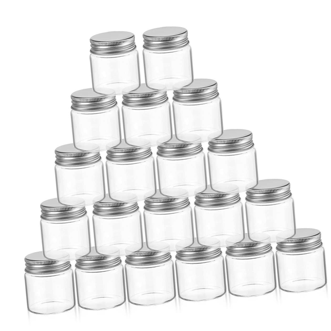 Tarros Pequeños de Vidrio Multiusos para Almacenar Especias y Alimentos de 50 Ml con Tapas Selladas 20 Ideales para Guardar en Armarios o Bolsillos